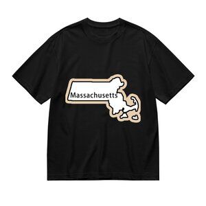 Massachusetts Map Graphic Tee - Black & White